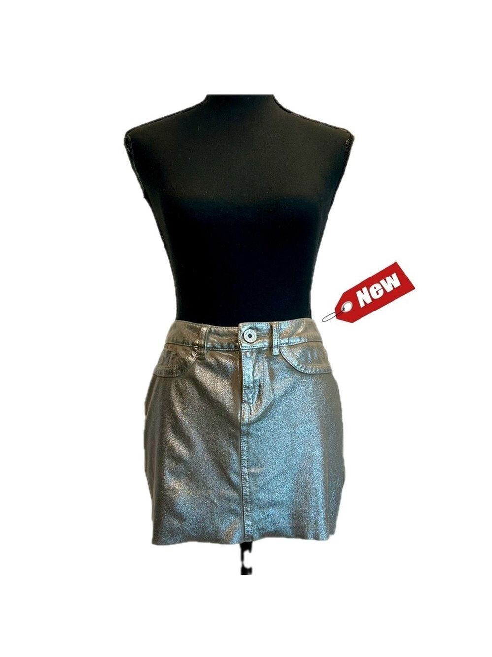 Guess Panarea metallic faux suede miniskirt in wolf brown Sz 27 NWT clubwear